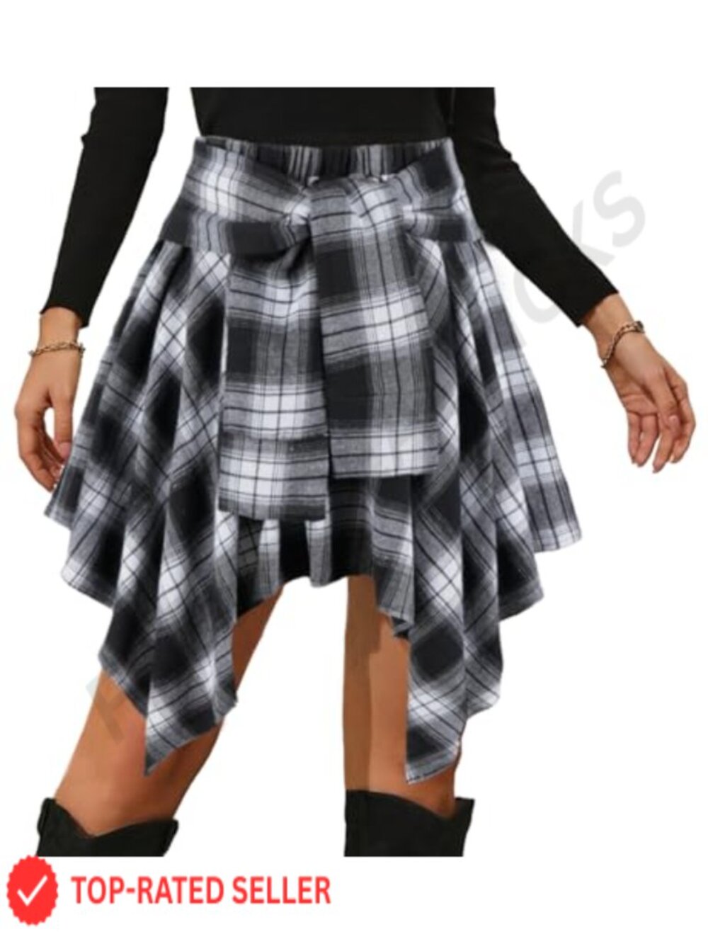 Plaid Asymmetrical Mini Skirt Streetwear A-Line
